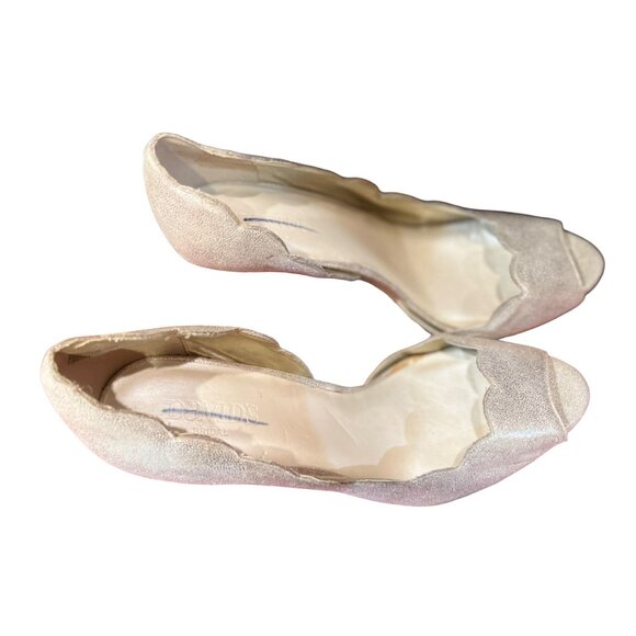 David's Bridal Sparkly Gold 4.5" Stilettos with Molded Upper Sz 10 M Peep Toe - Picture 5 of 10